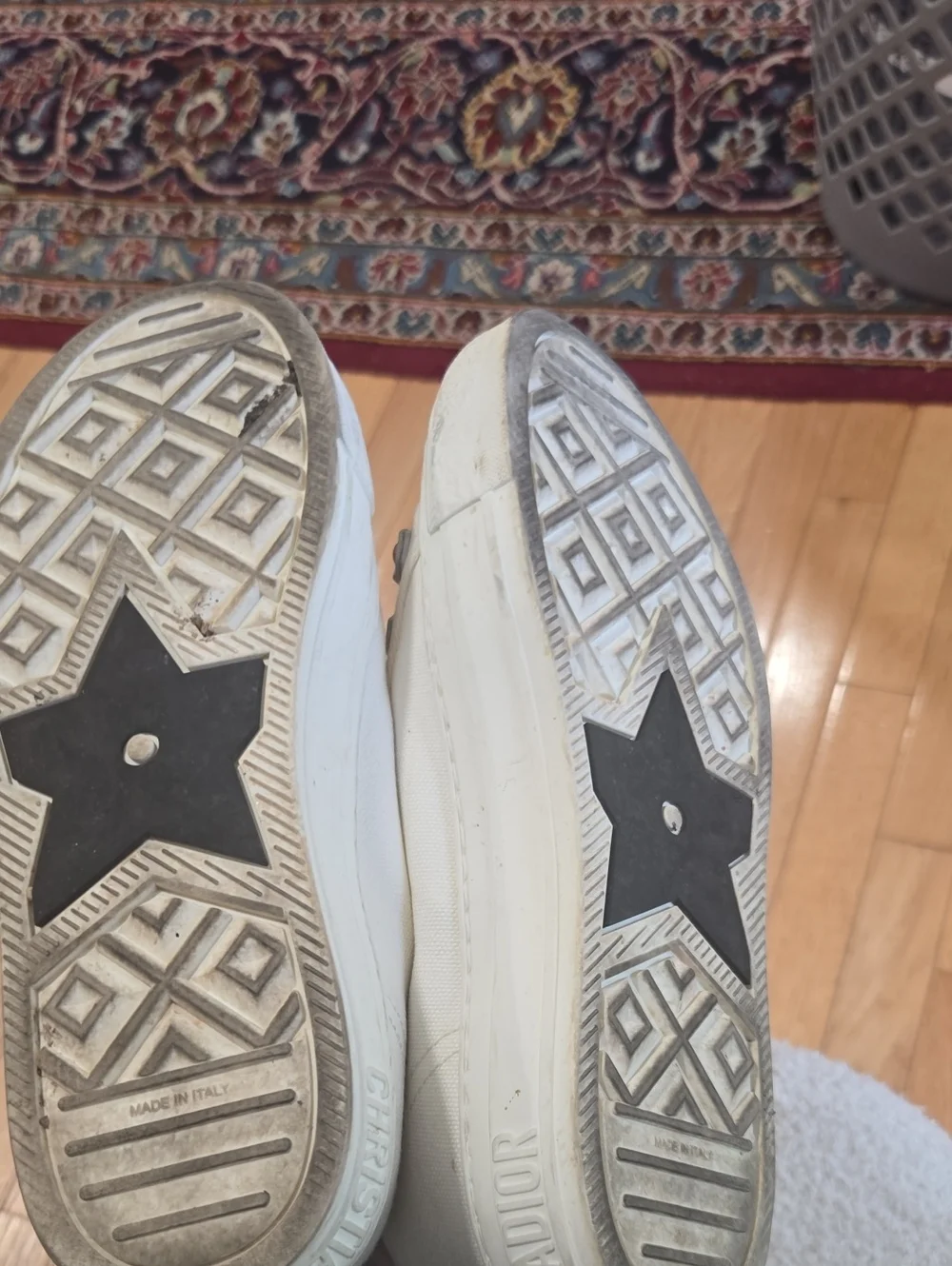 Dior White Canvas Lace-Up Sneakers Low Top 37